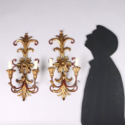 paire d'appliques, Paire d'appliques en fer laqué