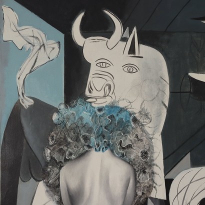 Painting by Aurelio Caminati, Hippy promenade in Guernica, Aurelio Caminati, Aurelio Caminati, Aurelio Caminati, Aurelio Caminati, Aurelio Caminati