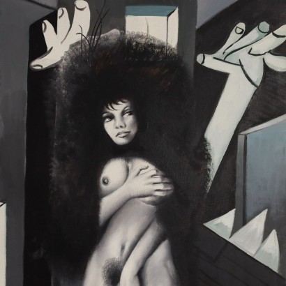 Painting by Aurelio Caminati, Hippy promenade in Guernica, Aurelio Caminati, Aurelio Caminati, Aurelio Caminati, Aurelio Caminati, Aurelio Caminati