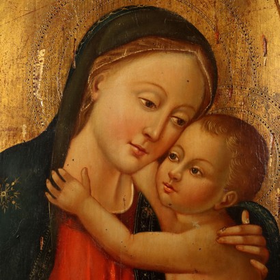 Wooden Triptych with Virgin Mary and Angels Italy XIX Century