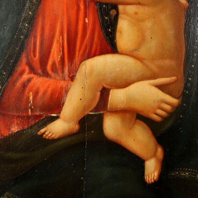 Wooden triptych Madonna with Child and,Triptych with Madonna and Child with Ang,Wooden triptych Madonna with Child and