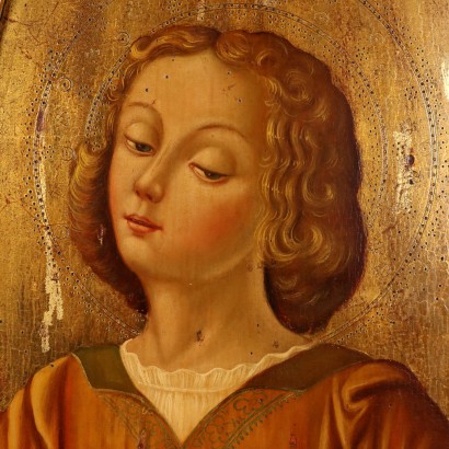 Wooden triptych Madonna with Child and,Triptych with Madonna and Child with Ang,Wooden triptych Madonna with Child and