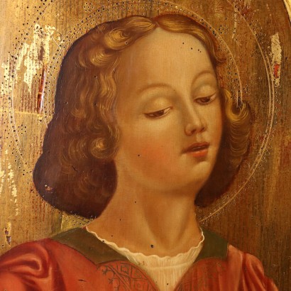 Wooden triptych Madonna with Child and,Triptych with Madonna and Child with Ang,Wooden triptych Madonna with Child and