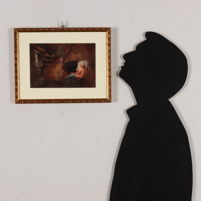 Painted with Interior scene with figure,Interior scene with figure