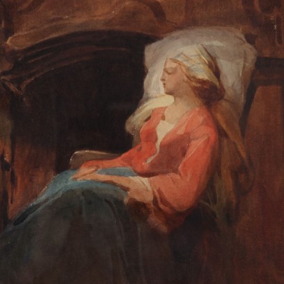 Painted with Interior scene with figure,Interior scene with figure