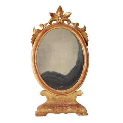 Ancient  Eclectic Toilet Mirror Gilded and Carved Wood