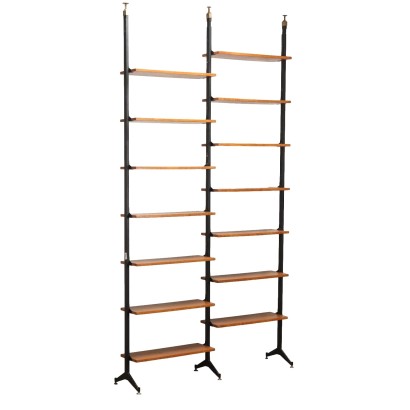 Vintage Ceiling Bookcase Teak Veneer Italy 1950s-60s