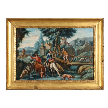 Dipinto Paesaggio con Figure