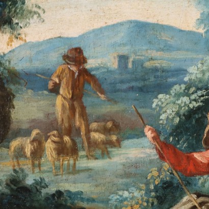 Dipinto Paesaggio con Figure