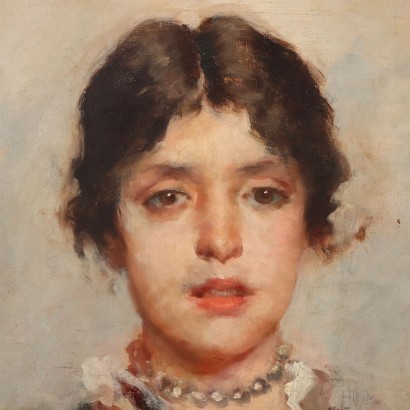 Pintura de Domenico Morelli,Retrato de una mujer joven,Domenico Morelli,Domenico Morelli,Domenico Morelli,Domenico Morelli,Domenico Morelli