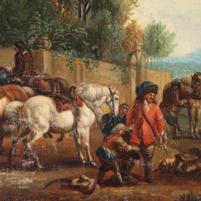 Pintado con escena de género, El regreso de la caza.