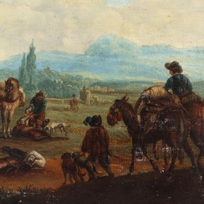 Pintado con escena de género, El regreso de la caza.