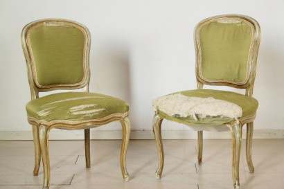 coppia di sedie, coppia di sedie laccate, mobili 900, barocchetto