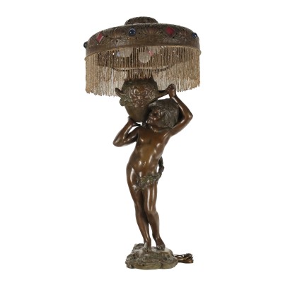 Lampada Art Nouveau con Statua di Auguste Moreau