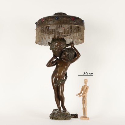 Lampe Art Nouveau avec Statue d'Augu
