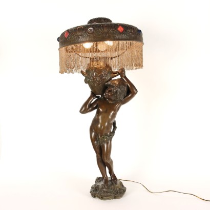 Lampe Art Nouveau avec Statue d'Augu