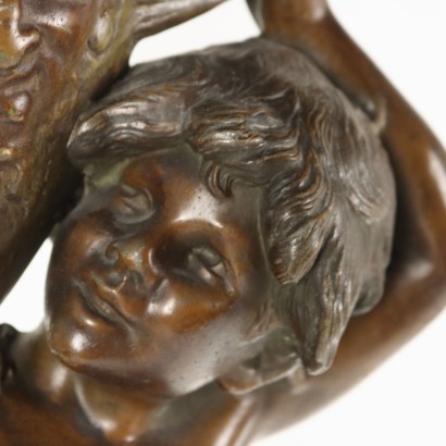 Lampe Art Nouveau avec Statue d'Augu