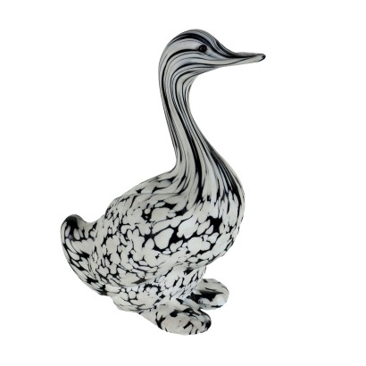 Archimede Seguso Pato de cristal blanco y negro