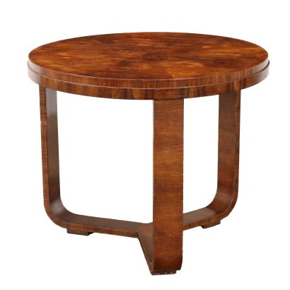 Table Vintage des Années 30-40 Bois Exotique Plaquée en Bruyère