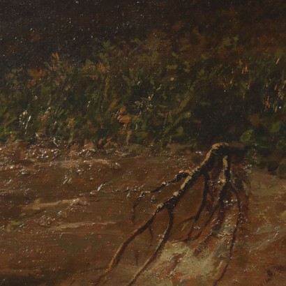 Dipinto Paesaggio con Viandanti in Sosta