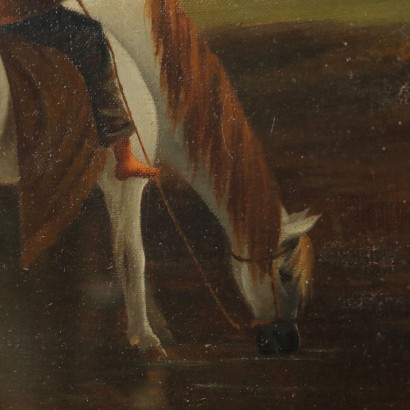 Dipinto Paesaggio con Viandanti in Sosta