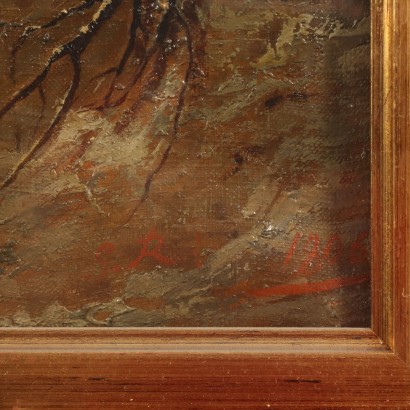 Dipinto Paesaggio con Viandanti in Sosta