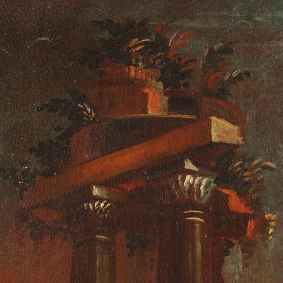 Dipinto Paesaggio con Rovine e Figure