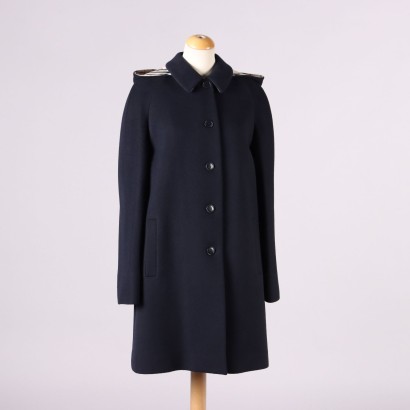 Burberry Mantel Second Hand Gr. 50 Echte Blaue Wolle Viskosa