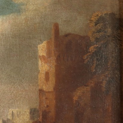 Malerei Hafenlandschaft mit Figuren
