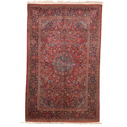 Tapis Ancien Asiatique Coton Laine Noeud Fin Fait à la Main