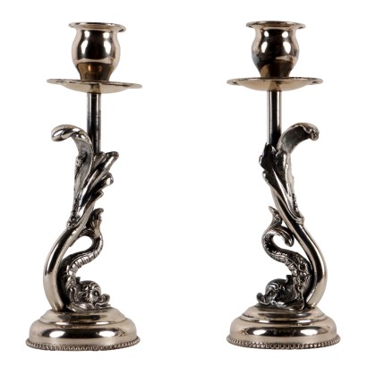 Coppia di Candelabri Argentiere Gabrielli Milano