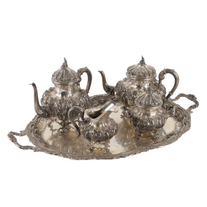 Antiker Tischset Mailand Mitte des XX Jhs aus Silber mit Barock-Gravur