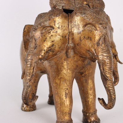 Divinità Hindu su Airavata in Bronz