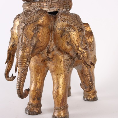 Divinità Hindu su Airavata in Bronz