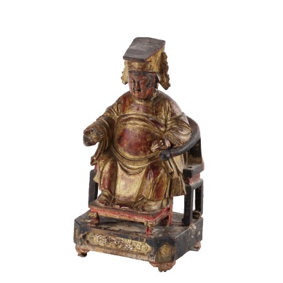 Carved Wooden Dignitary Figure 1850 Carved and Gilded Wood