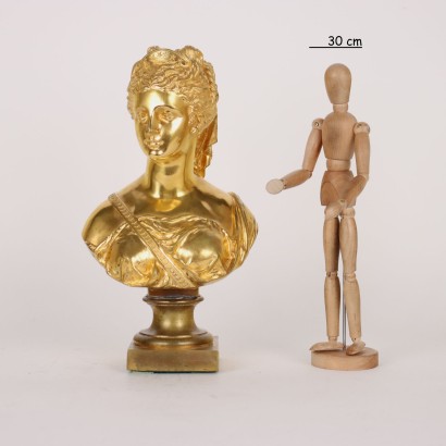 Busto de Señorita en Bronce Dorado
