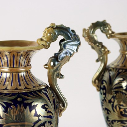 Coppia di Vasi in Ceramica Robbia Gual