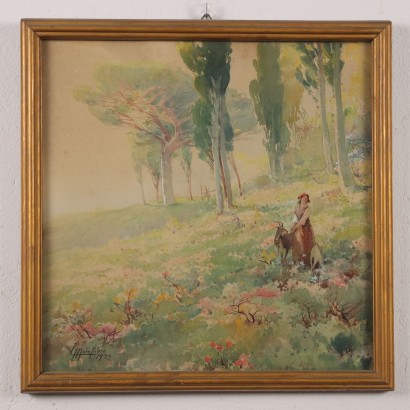 Painting Landscape with figure, Impression of the Ligurian Rivarolo pine forest, Impression of the Ligurian Rivarolo pine forest, Impression of the Ligurian Rivarolo pine forest, Impression of the Ligurian Rivarolo pine forest, Impression of the Ligurian Rivarolo pine forest, Impression of the Ligurian Rivarolo pine forest, Impression of the Ligurian Rivarolo pine forest, Impression of the Ligurian pine forest Ligurian Rivarolo