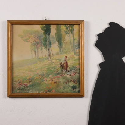 Painting Landscape with figure, Impression of the Ligurian Rivarolo pine forest, Impression of the Ligurian Rivarolo pine forest, Impression of the Ligurian Rivarolo pine forest, Impression of the Ligurian Rivarolo pine forest, Impression of the Ligurian Rivarolo pine forest, Impression of the Ligurian Rivarolo pine forest, Impression of the Ligurian Rivarolo pine forest, Impression of the Ligurian pine forest Ligurian Rivarolo