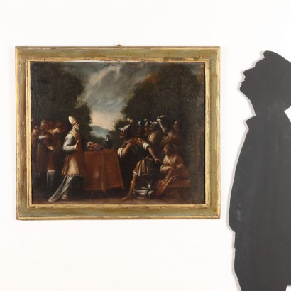 Painting with Biblical Scene, Melchizedek welcomes Abraham