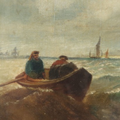 Gemälde von Guglielmo Micheli, Stürmische See mit Booten, Guglielmo Micheli, Guglielmo Micheli, Guglielmo Micheli