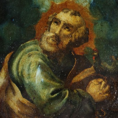 Dipinto sottovetro con San Pietro Aposto,San Pietro apostolo