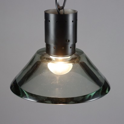 Vintage Deckenlampe der 60er Jahre Grüner Lampenschirm aus Glas