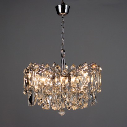 Vintage Deckenlampe der 60er Jahre Metall Glasdekorationen