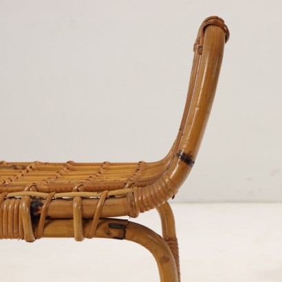 Pair of stools, two bamboo footstools from the 1950s and 1960s