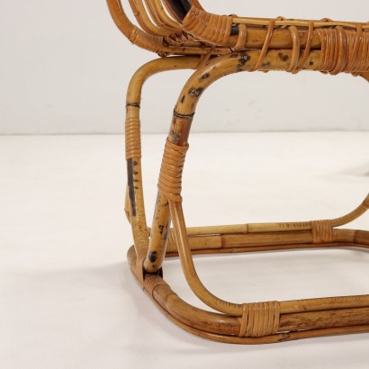 Pair of stools, two bamboo footstools from the 1950s and 1960s