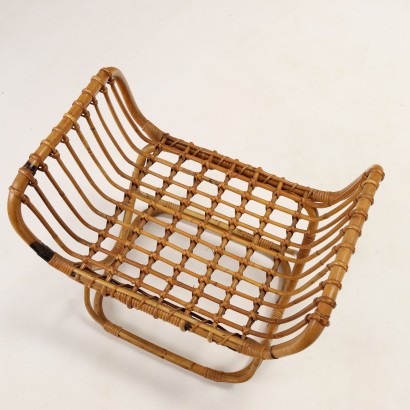 Pair of stools, two bamboo footstools from the 1950s and 1960s