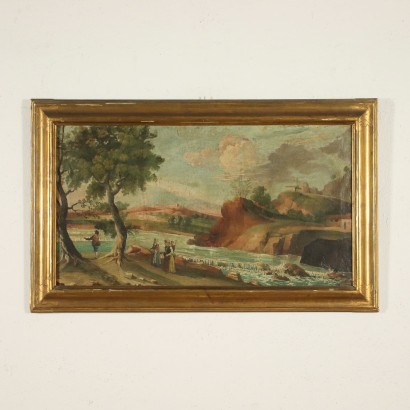 arte, arte italiana, pittura ottocento italiana,Paesaggio con Figure