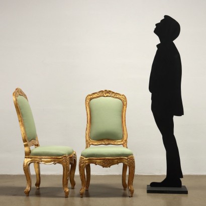 Gruppo di Quattro Sedie in Stile Baroc