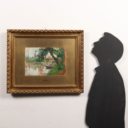 Ezechiele Acerbi painting,Painting by Ezechiele Acerbi,River landscape with figures,Ezechiele Acerbi,Ezechiele Acerbi,Ezechiele Acerbi